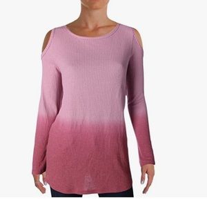 Style & Co Pink Ombré Long Sleeve Cold Shoulder Top X-Large